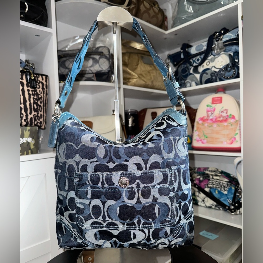 Coach Denim Chelsea Signature Optic Hobo Bag